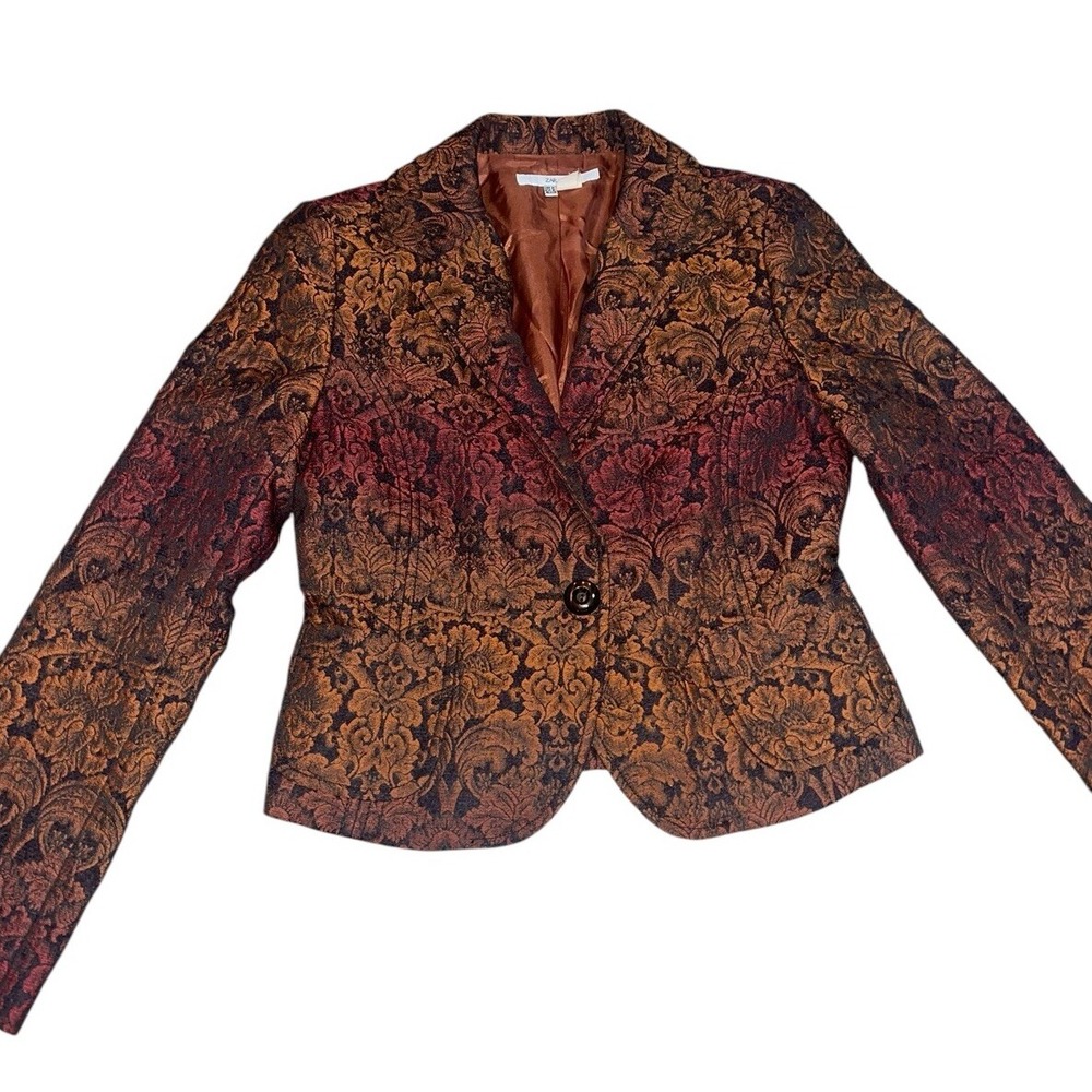 Zara Basic Sunset Jacquard Jacket Blazer Size Medium Wool Blend Business Casual